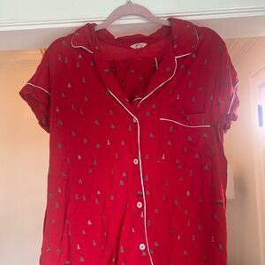 Eberjey Red Pajama Set with White Trim